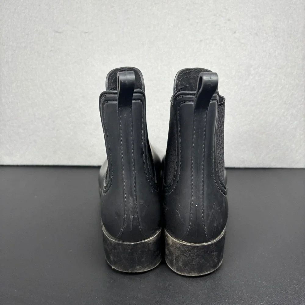 Jeffrey Campbell Cloudy Chelsea Rain Boots Size 6.5 Black Slip On Lugged Sole